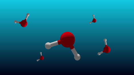 Animation-of-molecules-rotating-on-blue-background