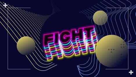 Animation-of-fight-text-over-geometrical-moving-shapes