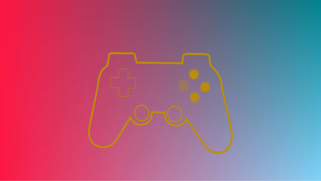 Animation-of-glowing-gaming-console-over-blue-to-pink-background