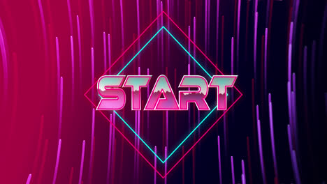 Animation-of-start-text-over-moving-pink-and-purple-light-trails