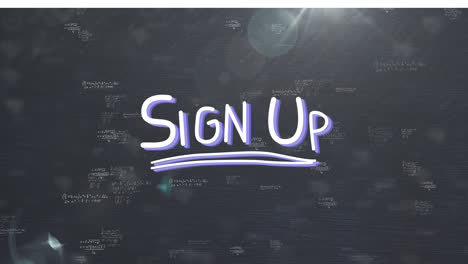 Animation-of-sign-up-over-black-background-with-math-formulas