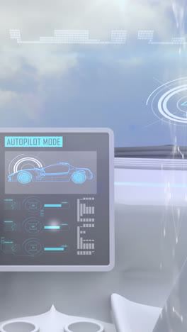 Animation-Der-Datenverarbeitung-über-Dem-Armaturenbrett-In-Einem-Selbstfahrenden-Auto