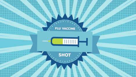 Digital-animation-of-flu-vaccine-shot-text-banner-with-syringe-icon-on-blue-radial-background