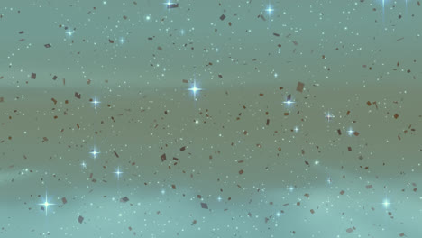 Animation-of-glowing-christmas-stars-falling-on-green-background