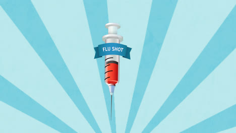 Animation-of-flu-shot-text-over-syringe-icon-on-blue-background