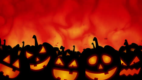 Animation-of-fire-burning-over-halloween-jack-o-lanterns