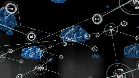 Animation-of-network-of-connections-over-brains-on-black-background