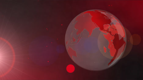 Animation-of-rotating-globe-and-red-light-on-black-background