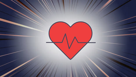 Animation-Eines-Herzsymbols-Mit-Kardiogramm-über-Linien-Auf-Schwarzem-Hintergrund