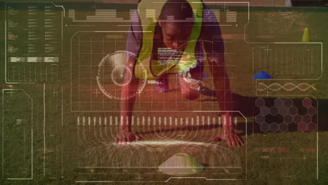 Animation-of-data-processing-over-african-american-football-player-in-background