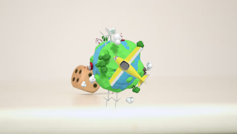 Animation-Von-Würfeln-Und-Globus-Auf-Weißem-Hintergrund