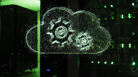Animation-of-cloud-with-cogs-icons-over-server-room