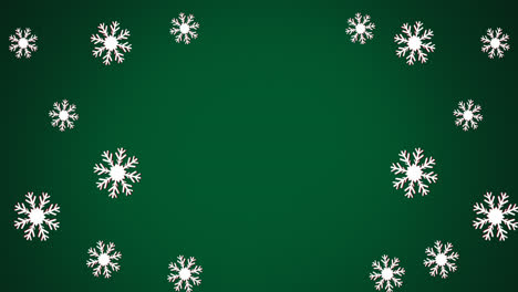 Animation-of-christmas-snowflakes-falling-on-green-background
