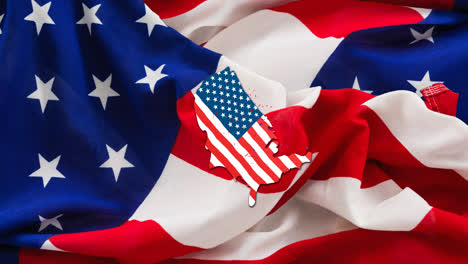 Animation-Der-Amerikanischen-Flaggen-über-Den-USA,-Eingefärbt-Mit-Der-Amerikanischen-Flagge