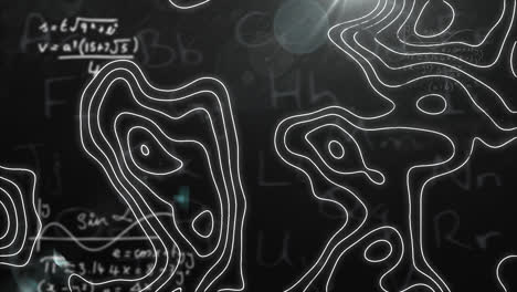Animation-Von-Mathematischen-Gleichungen-Und-Weißen-Linien-über-Buchstaben-Auf-Schwarzem-Hintergrund