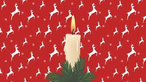 Animation-of-candle-over-reindeer-icons-at-christmas