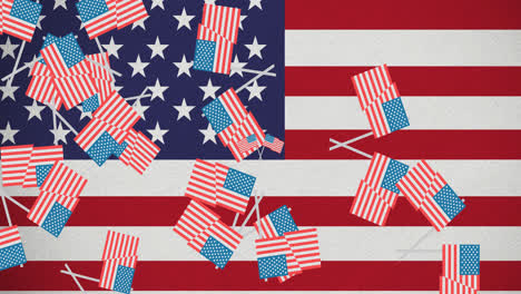 Animation-Von-Symbolen-Der-Amerikanischen-Flagge-über-Der-Amerikanischen-Flagge