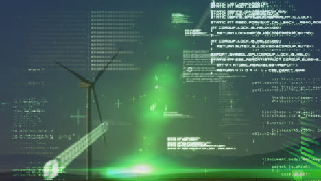 Animation-of-data-processing-over-wind-turbine-and-sky