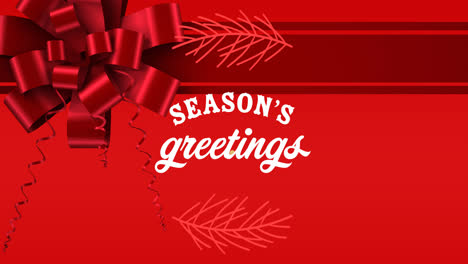 Animation-of-seasons-greetings-text-at-christmas-over-present