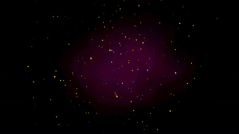 Animation-of-golden-dots-falling-on-purple-background