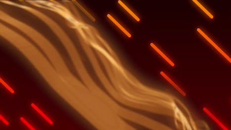 Animation-of-orange-waves-and-lines-over-brown-background