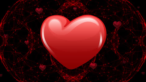 Animation-of-hearts-pulsating-over-black-background