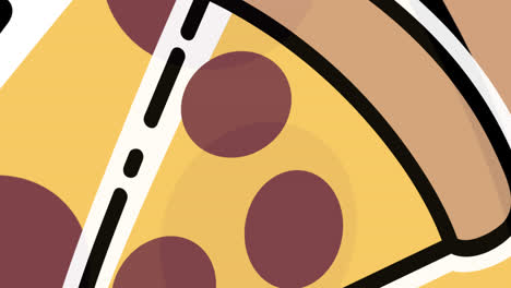 Animación-De-Múltiples-Iconos-De-Pizza-Sobre-Fondo-Blanco