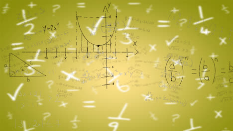 Animation-of-mathematical-equations-on-yellow-background
