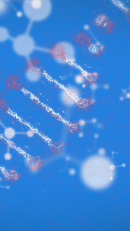 Animación-Del-Hilado-De-Hebras-De-Adn-Y-Moléculas-Sobre-Fondo-Azul