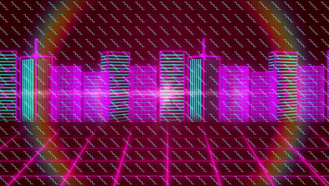 Animation-of-multiple-zigzags-over-digital-cityscape