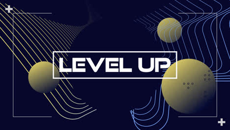 Animation-of-level-up-text-over-geometrical-moving-shapes
