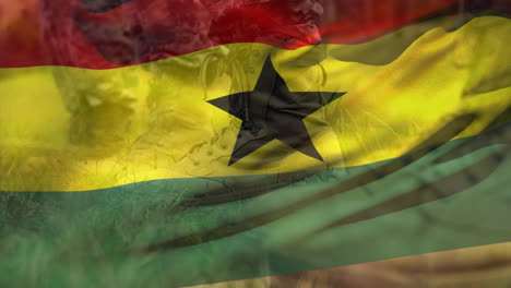 Animation-Der-Flagge-Ghanas-über-Männlichen-Soldaten