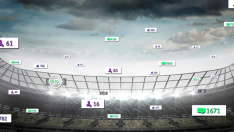 Animation-of-social-media-icons-floating-against-sports-stadium