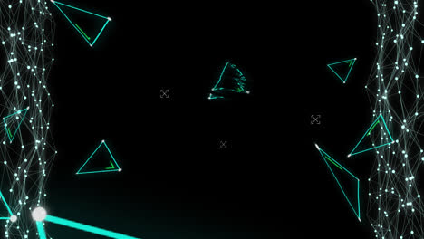 Animation-of-triangles-and-connections-on-black-background