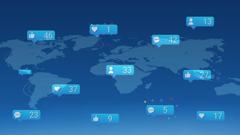 Animación-Del-Procesamiento-De-Datos-Y-Texto-De-Las-Redes-Sociales-Sobre-El-Mapa-Mundial
