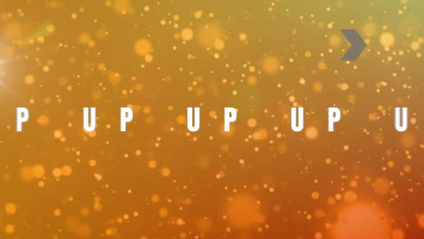 Animation-Eines-Level-Up-Textbanners-über-Hellen-Punkten-Vor-Orangefarbenem-Hintergrund-Mit-Farbverlauf