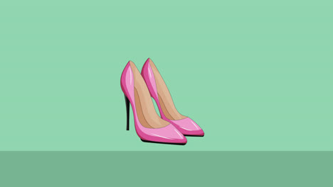 Animation-of-pink-high-heels-icon-on-green-black-background