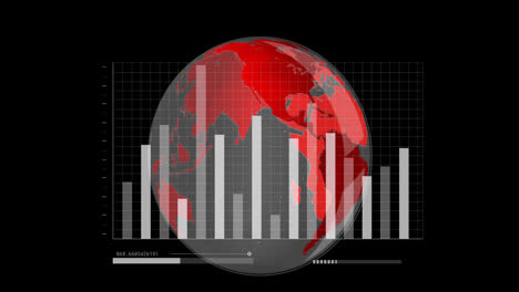 Animation-Der-Schnittstelle-Zur-Statistischen-Datenverarbeitung-über-Einem-Sich-Drehenden-Globus-Vor-Schwarzem-Hintergrund