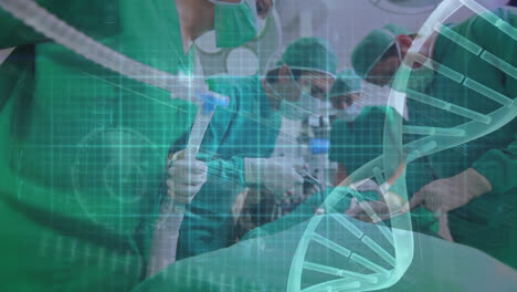 Animation-of-dna-strand-and-data-processing-over-diverse-surgeons-at-operating-theatre