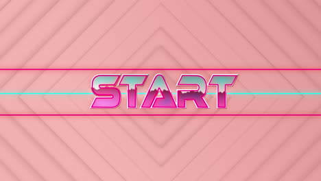 Animation-of-start-text-banner-against-neumorphic-pink-background-with-square-patterns