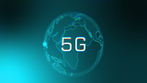 Animation-of-5g-over-globe,-circle-and-digital-screen