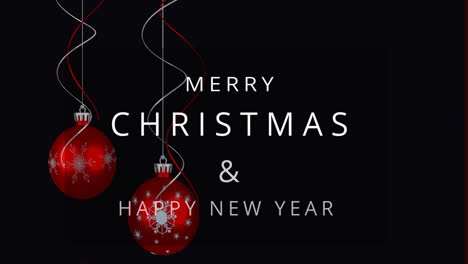 Animation-of-merry-christmas-and-happy-new-year-text-banner-against-hanging-baubles-decoration