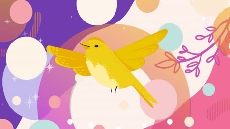 Animation-Eines-Vogels-über-Kreisen-Gegen-Funken-Auf-Blauem-Hintergrund