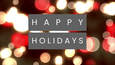 Animation-of-happy-holidays-text-banner-over-glowing-spots-of-light-against-black-background