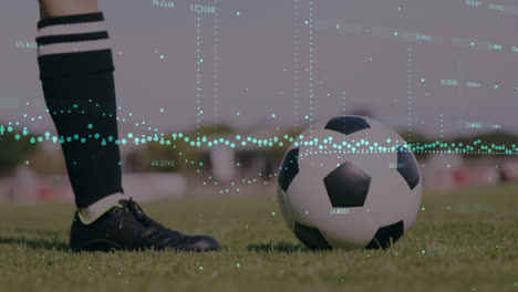 Animation-of-graphs-with-changing-numbers-over-low-section-of-player-kicking-ball-in-ground