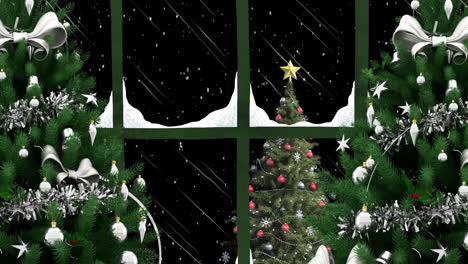 Animation-of-window-over-snow-and-christmas-tree