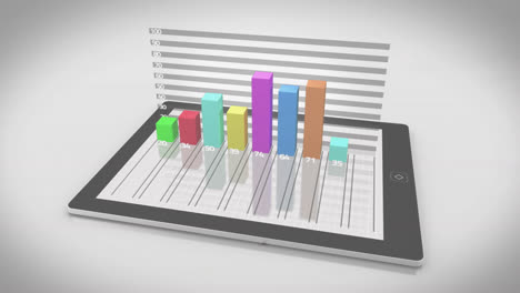 Animation-Der-Statistischen-Datenverarbeitung-über-Einem-Digitalen-Tablet-Auf-Einer-Weißen-Oberfläche