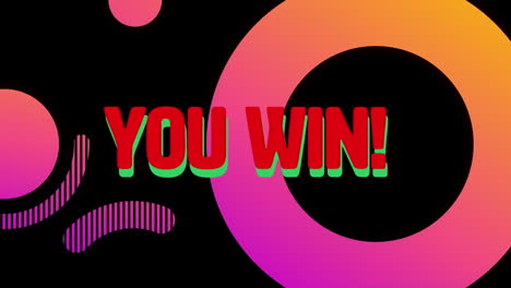 Animation-Von-„You-Win“-Textbanner-Und-Abstrakten-Farbverlaufsformen-Vor-Schwarzem-Hintergrund