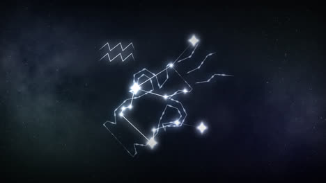 Animation-of-aquarius-sign-with-stars-on-black-background