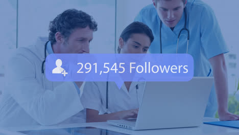 Animation-of-social-media-followers-data-processing-over-diverse-doctors